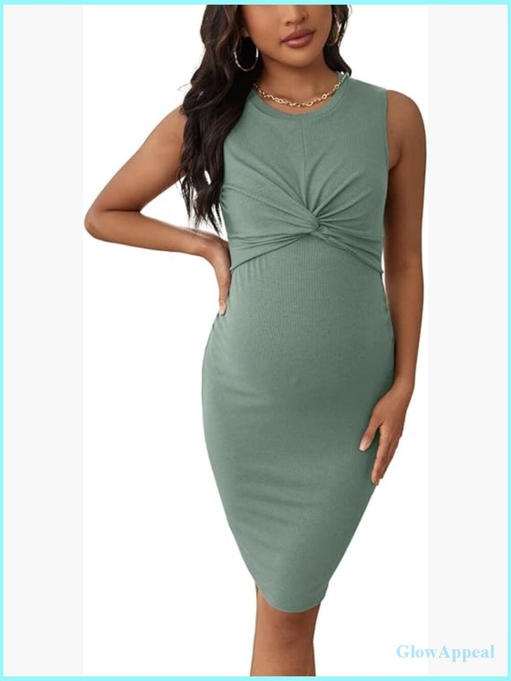 Maternity Twist Front Sleeveless Bodycon Tank Pencil Dress